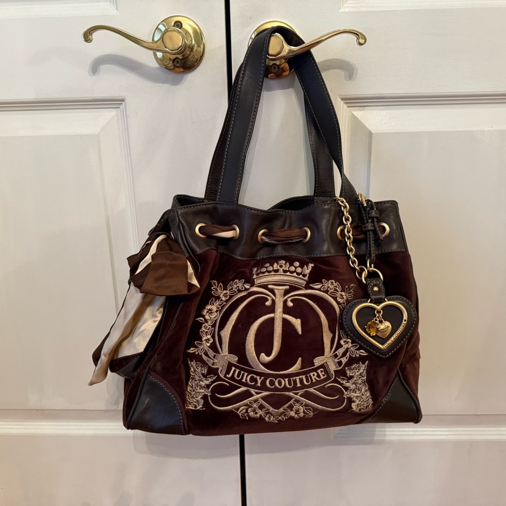 Juicy Couture Embroidered JC Crown Velour Daydreamer with Charm